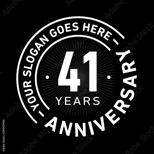 41 years anniversary logo template. Forty-one years celebrating logotype. Black and white vector and illustration.