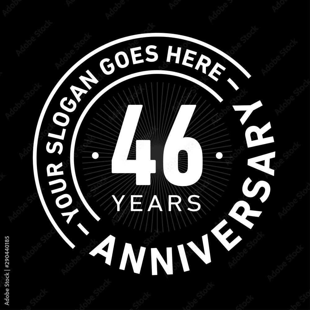 46 years anniversary logo template. Forty-six years celebrating logotype. Black and white vector and illustration.