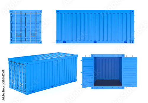 Blue shipping freight containers