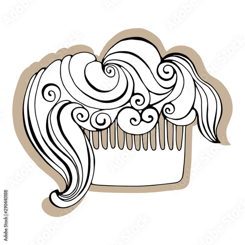 comb with fleece. beautiful wavy curl of hair on a comb for sheep. one hundred percent natural wool