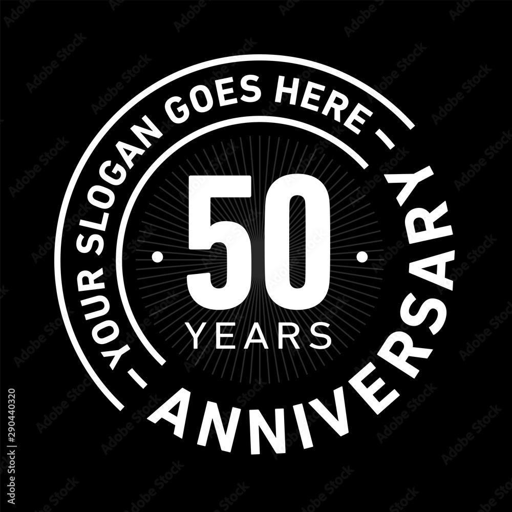 50 years anniversary logo template. Fifty years celebrating logotype. Black and white vector and illustration.