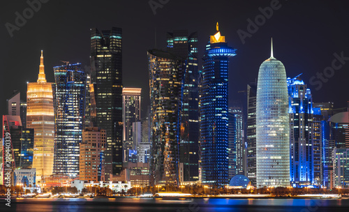 Doha at night, Qatar photo