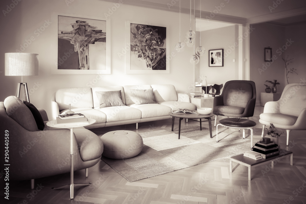 Contemporary Furniture & Decor (B&W) - 3d Visualization Contemporary Furniture & Decor (B&W) - 3d Visualization
