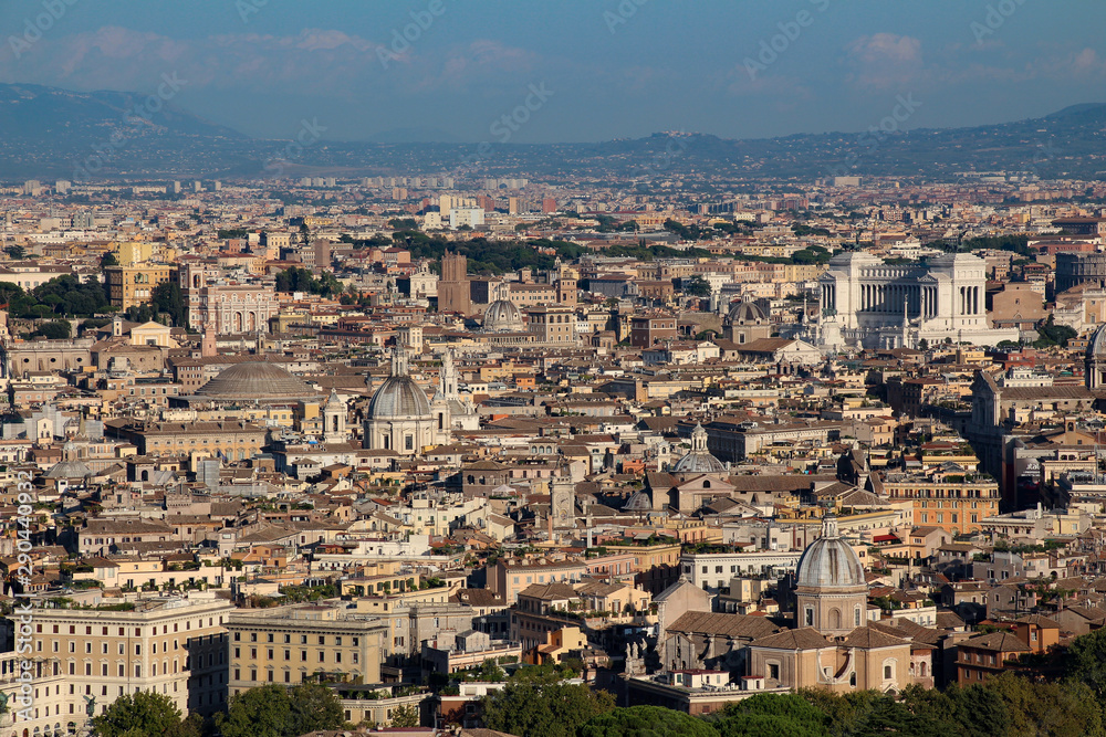 Aerial view of Rome at sunset