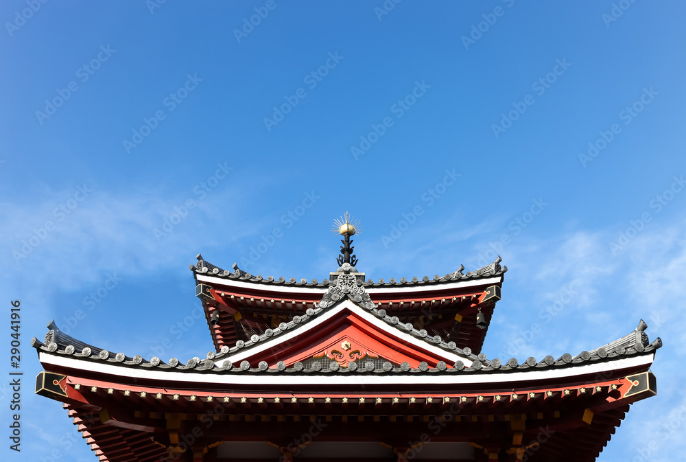Fototapeta premium Japan style tile roof with blue sky.