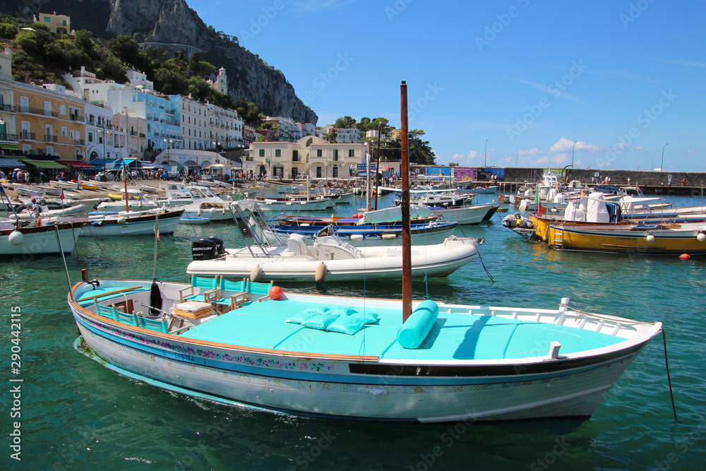 Superb view of the port of Capri and its many boats Superb view of the port of Capri and its many boats