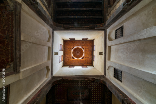 Ceiling at ottoman era historic El Sehemy house located in Moez street, Gamalia district, Cairo, Egypt photo