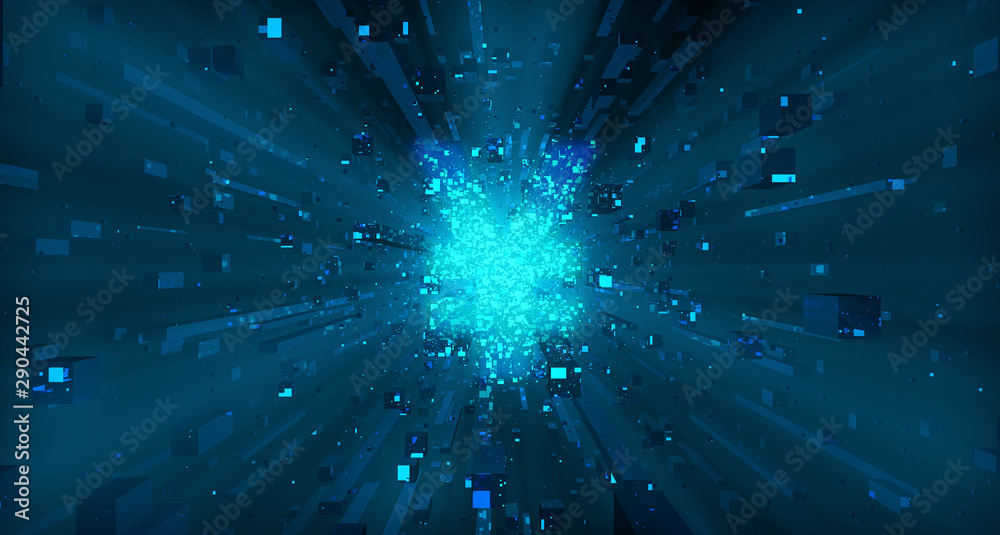 Fototapeta premium Future Data Technology, Information Technology Network and Transmission, Currency Symbols,renminbi