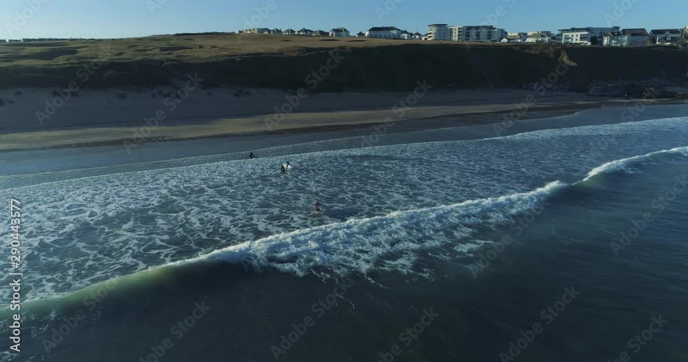 Arial shot of surfers in Cornwall. Arial shot of surfers in Cornwall.