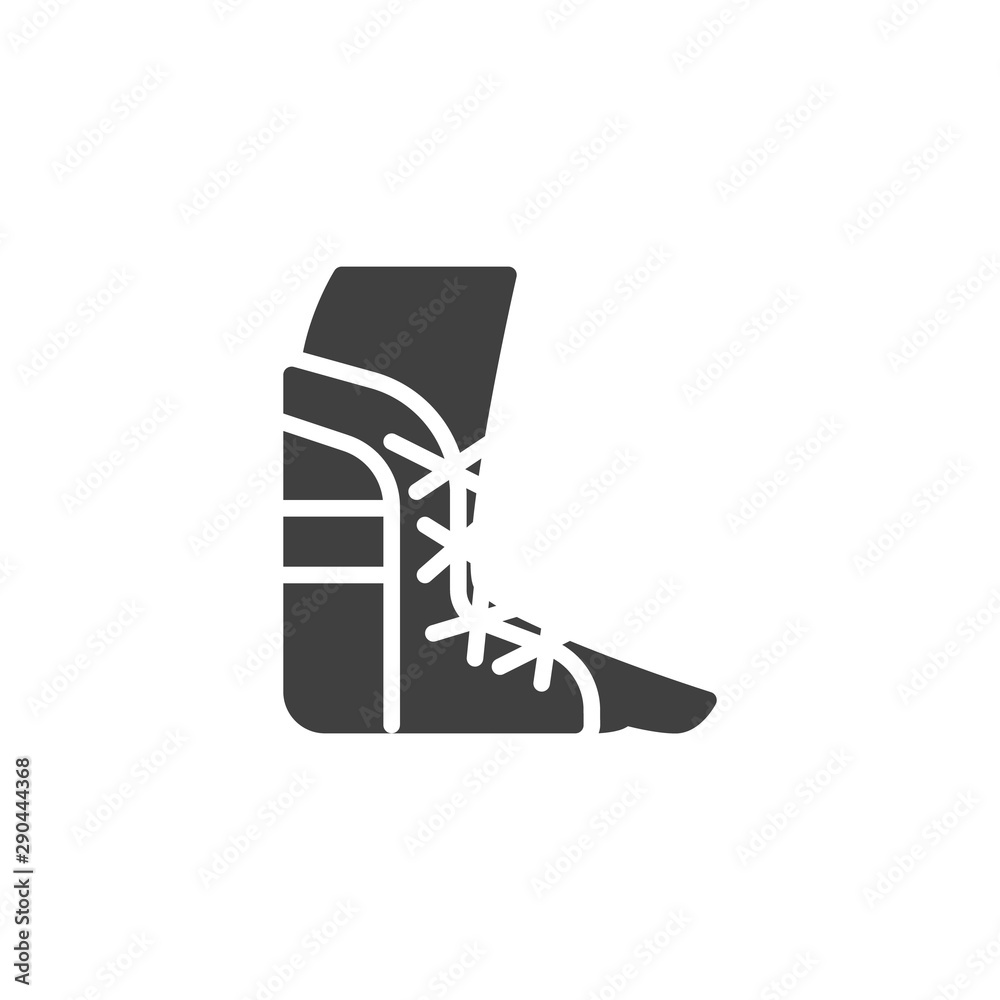Foot ankle brace vector icon. filled flat sign for mobile concept and web design. Orthopedic Ankle Bandage glyph icon. Symbol, logo illustration. Vector graphics