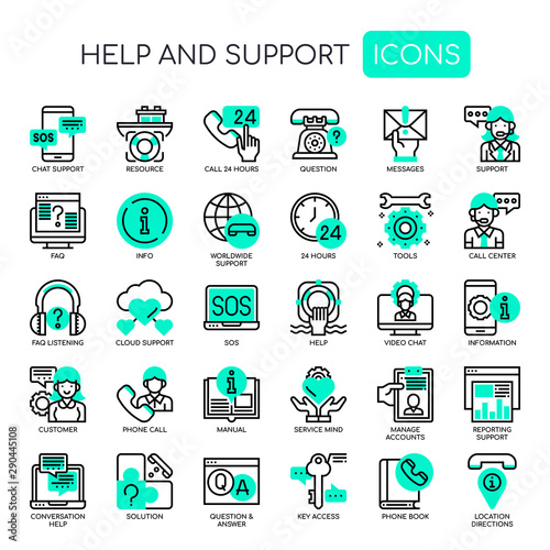Help and Support , Thin Line and Pixel Perfect Icons