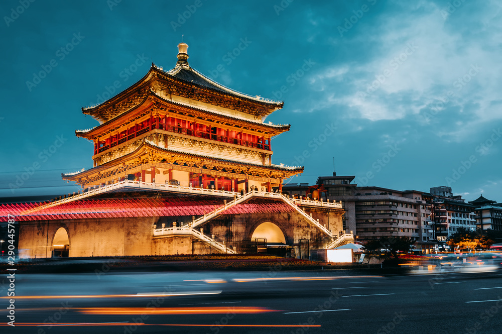 Obraz premium Xi'an bell tower night view
