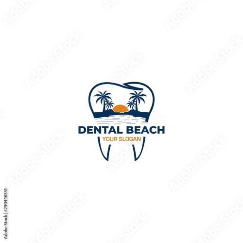 Dental Beach Logo Design Vector