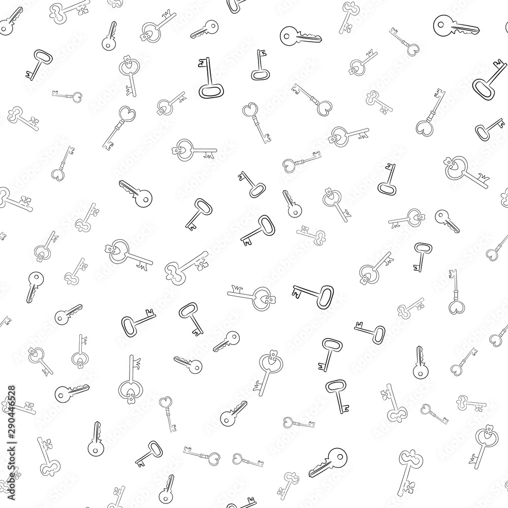 Seamless vector pattern with Keys. Texture for textile, wallpaper and backdrop