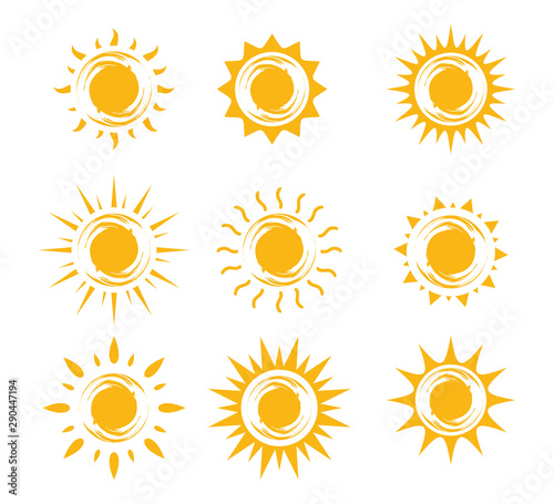 sun icons set on white background