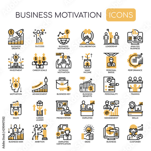 Business Motivation , Thin Line and Pixel Perfect Icons