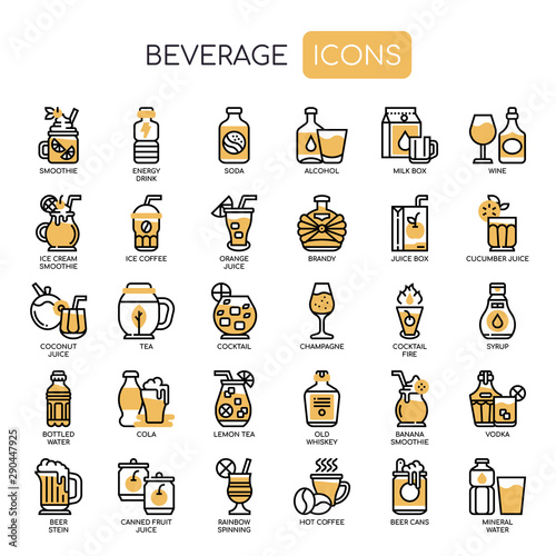 Beverage , Thin Line and Pixel Perfect Icons