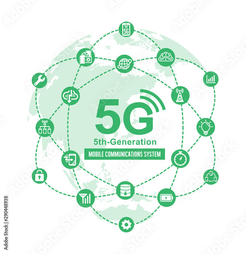 5G (5th-generation high-speed mobile communication system) flat vector  illustration