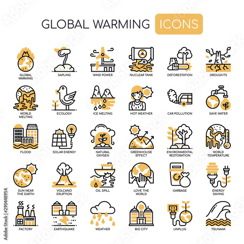 Global warming , Thin Line and Pixel Perfect Icons