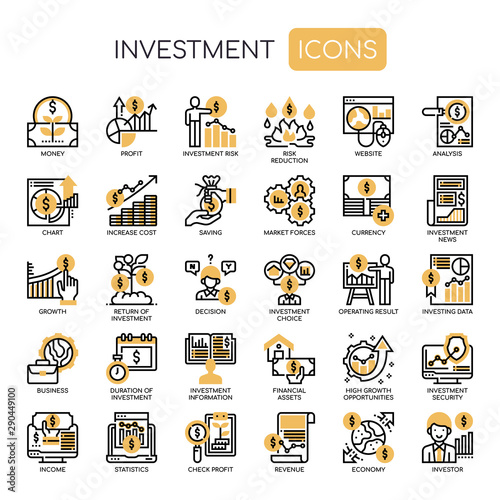 Investment Elements , Thin Line and Pixel Perfect Icons