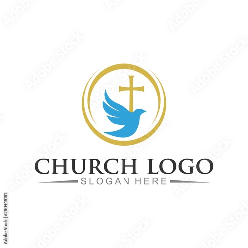 church christian logo vector icon design template. Christian symbols.