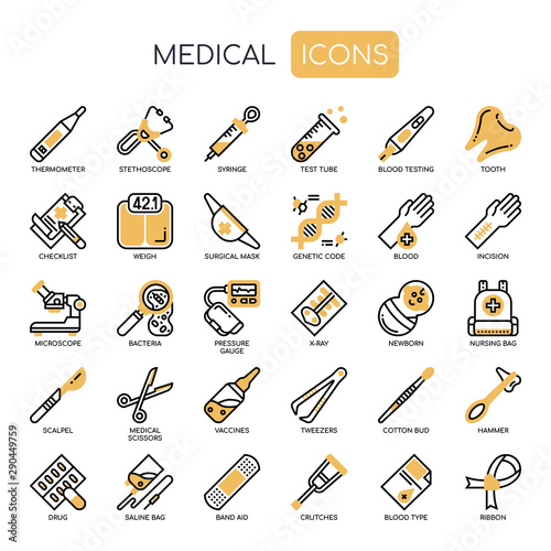Medical Elemennts , Thin Line and Pixel Perfect Icons