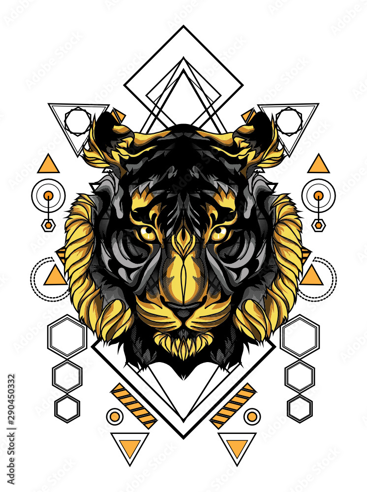 Fototapeta Gold Tiger Sacred Geometry
