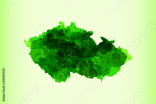 Czech Republic watercolor map vector illustration of green color on light background using paint brush in paper page