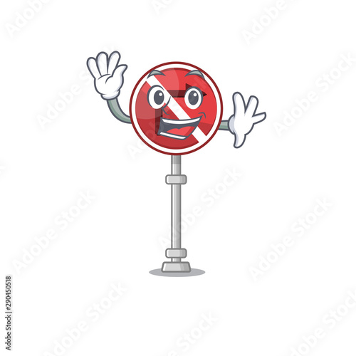 Waving no right turn with cartoon shape