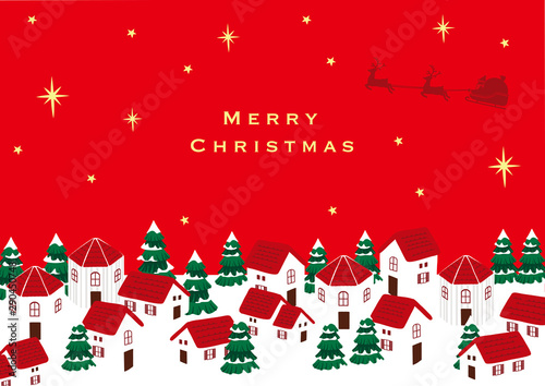 サンタクロースとクリスマスの町並み　