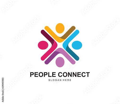 People connect logo.communication logo. family logo. Social Network Team Partners Friends logo design vector