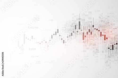 Stock market graph or forex trading chart for business and financial concepts, reports and investment on grey background.Japanese candles . Vector illustration photo