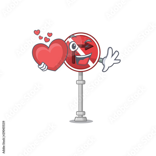 With heart no right turn with the cartoon