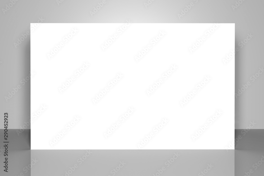 Empty Banner Display Mockup With Shadows And Reflections - Isolated In Front Of Gray Background