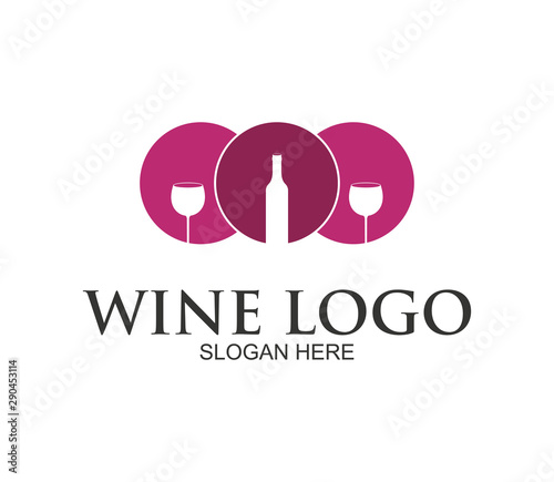 Wine, winery logo or icon, emblem. Label for menu design restaurant or cafe. Lettering vector illustration