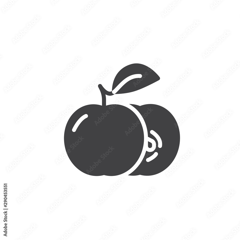 Apple slice and whole vector icon. filled flat sign for mobile concept and web design. Apples with leaf glyph icon. Symbol, logo illustration. Vector graphics Apple slice and whole vector icon. filled flat sign for mobile concept and web design. Apples with leaf glyph icon. Symbol, logo illustration. Vector graphics