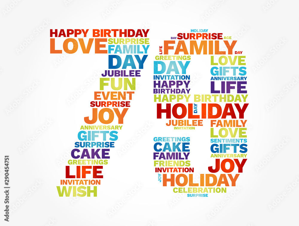 Happy Birthday Seventy nine years old word cloud concept Happy Birthday Seventy nine years old word cloud concept
