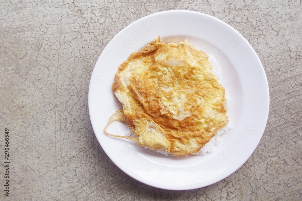 hot egg or omelet on rice