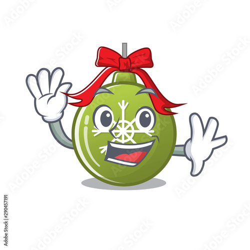 Waving christmas ball green isolated the cortoon photo