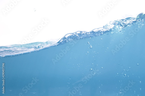  Blue water waves and small bubbles.