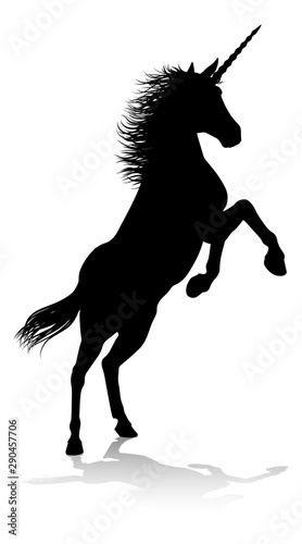 A unicorn silhouette mythical horned horse graphic