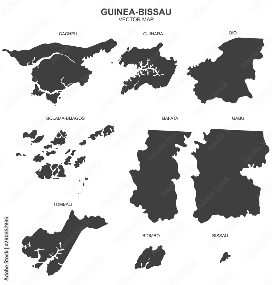 political map of Guinea-Bissau on white background