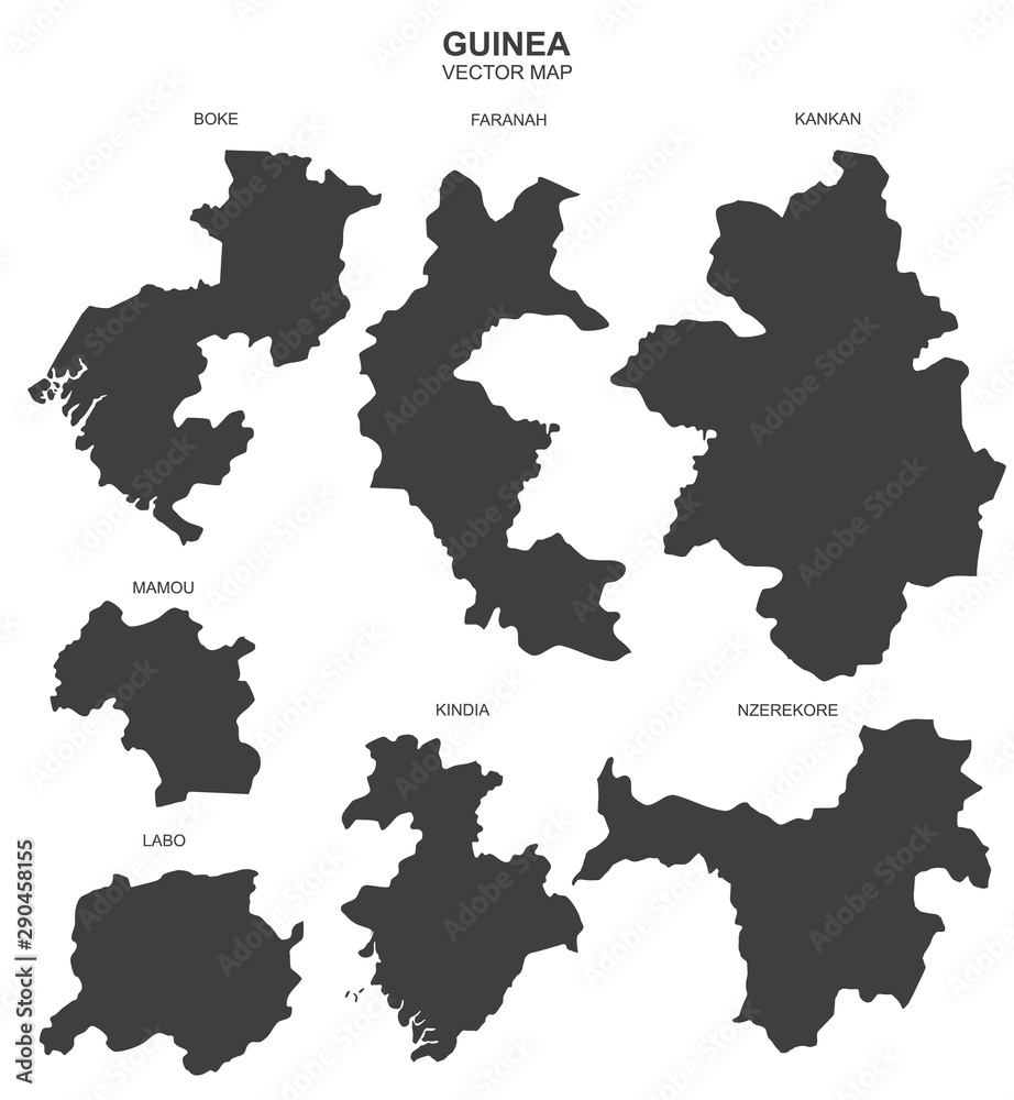 political map of Guinea on white background political map of Guinea on white background