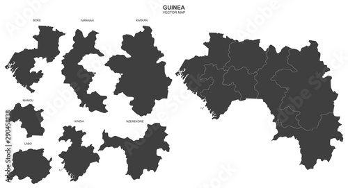 political map of Guinea on white background