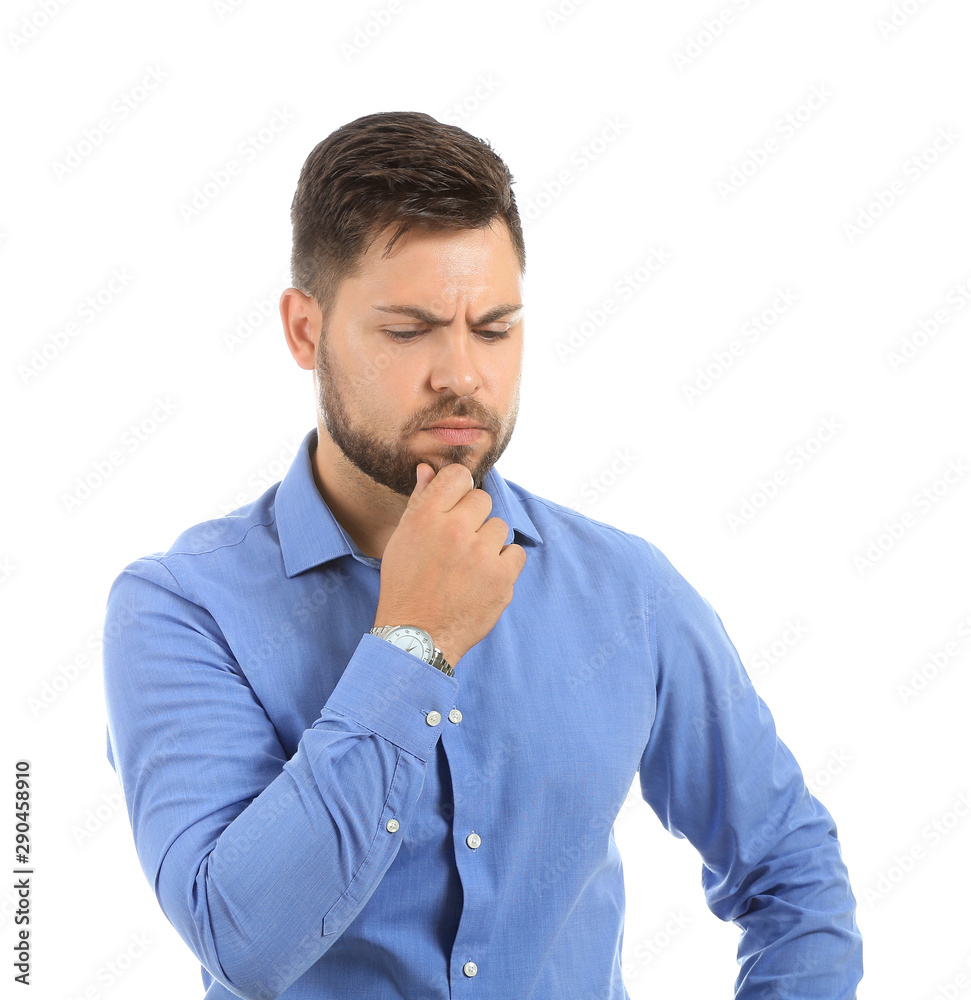 Portrait of thoughtful businessman on white background Portrait of thoughtful businessman on white background
