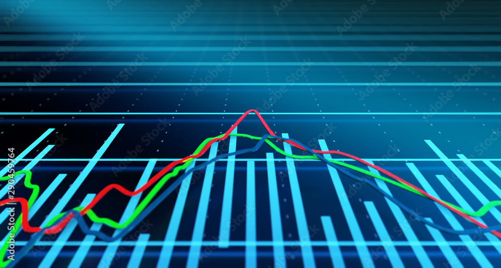 Fototapeta premium Financial digital curve chart, career success and stock market statistics, economic improvement
