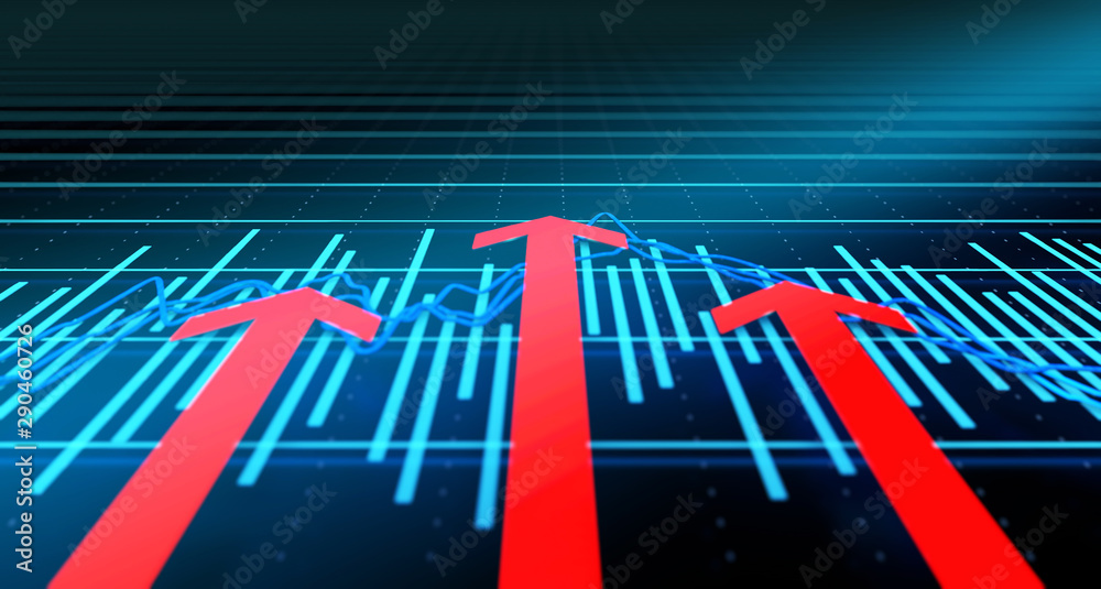 Fototapeta premium Financial digital curve chart, career success and stock market statistics, economic improvement