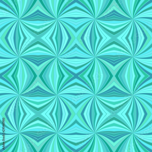 Turquoise seamless psychedelic abstract curved stripe pattern background - vector ray illustration