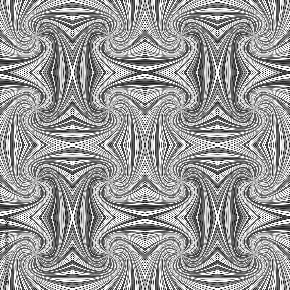 Grey seamless psychedelic geometrcial spiral stripe pattern background - vector curved burst design Grey seamless psychedelic geometrcial spiral stripe pattern background - vector curved burst design