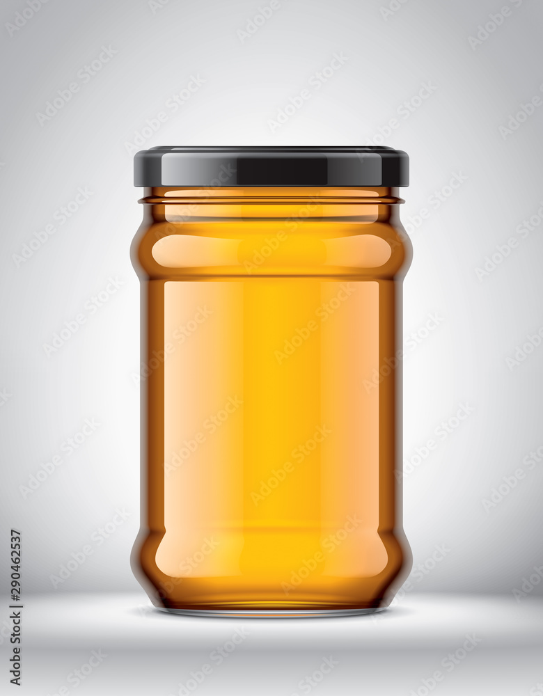 Glass Jar with Honey on Background. Glass Jar with Honey on Background.